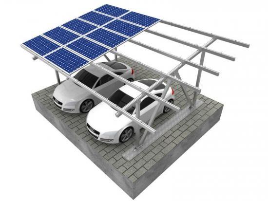 Solar Carport rögzítő szerkezet a Solar Carport rendszerben. Carportra szerelt Pv rendszer Parkoló tartókonzolok